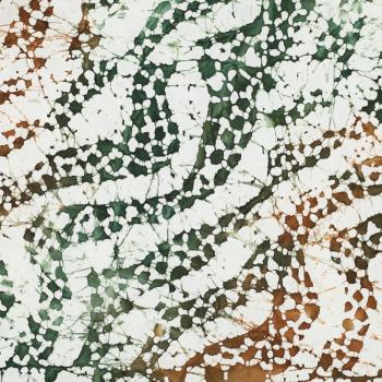 Baumwolle Batik einzigartig gefertigt Grün/Erdtöne auf Ecru